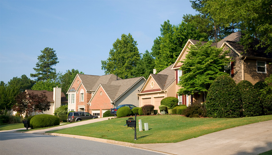 Suburb street with homes