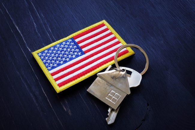 American flag patch with a key