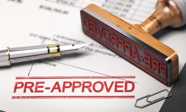 A pre-approved stamp on a contract