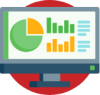 An icon of a computer monitor with graphs